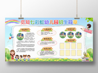 儿童手绘幼儿园学校招生简介宣传展板